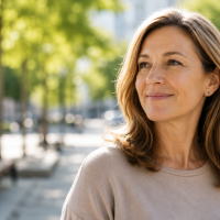 A bright shallow depth of field outdoor portrait