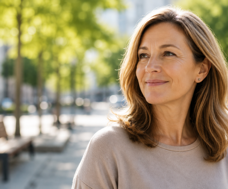 A bright shallow depth of field outdoor portrait