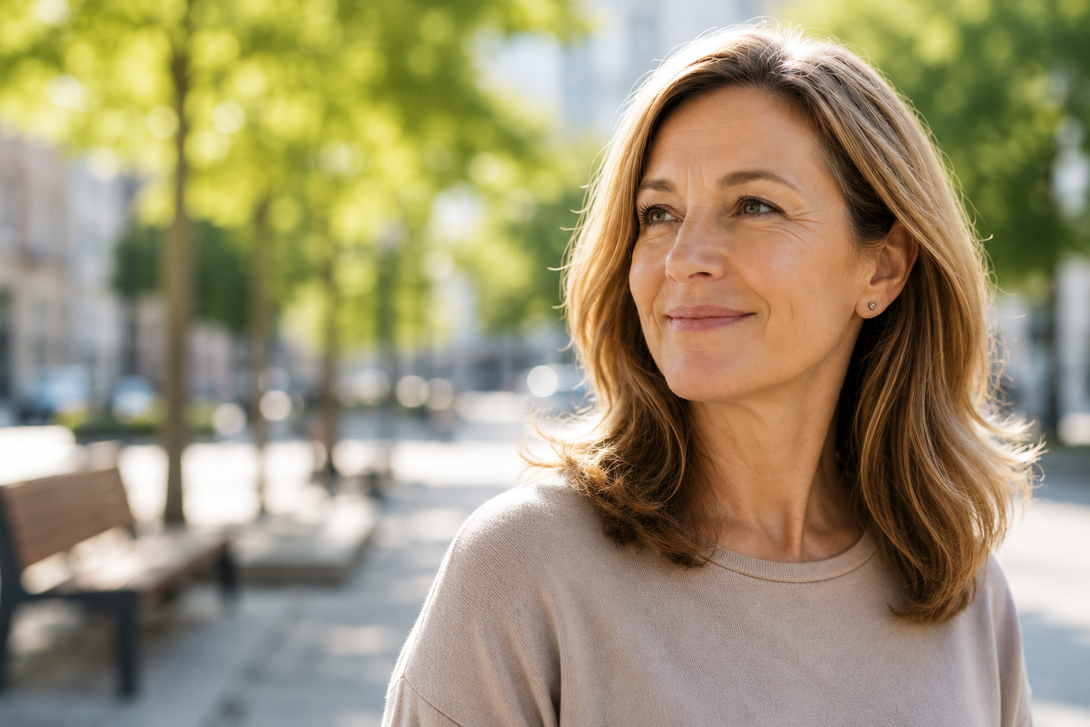 A bright shallow depth of field outdoor portrait
